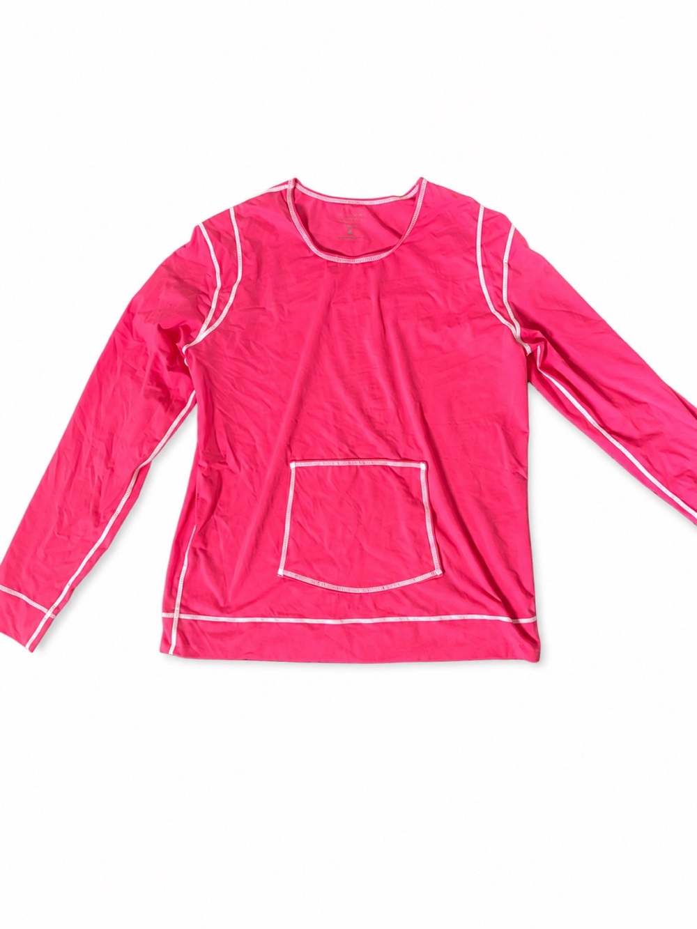 ATHLETA Women's Athletic Athleisure Top Long Sleeve Pink Front Pocket Sz Large